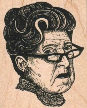 Stern Lady With Glasses 2 1/4 x 2 3/4-0