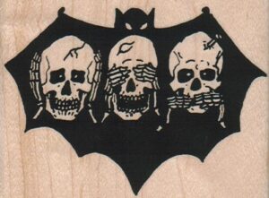 Hear, See, Speak No Evil Skulls In Bat 3 1/2 x 2 1/2-0