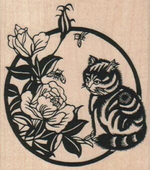 Cat & Flowers 2 1/2 x 2 3/4-0