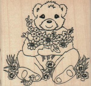 Bear With Flowers 3 1/4 x 3-0