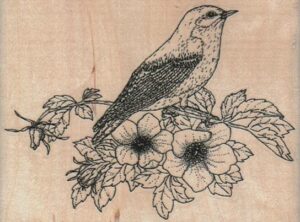 Bluebird with Roses 3 3/4 x 2 3/4-0