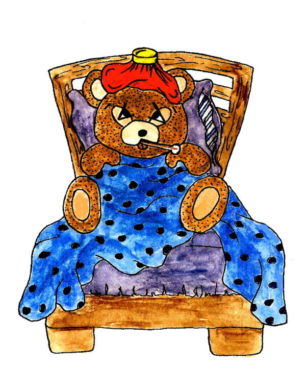 Sick Bear In Bed 2 x 2 1/4-24425