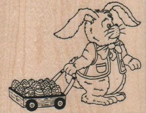 Bunny With Cart Of Eggs 2 3/4 x 2-0