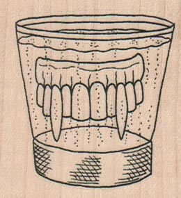 Vampire Teeth In Glass 2 x 2-0