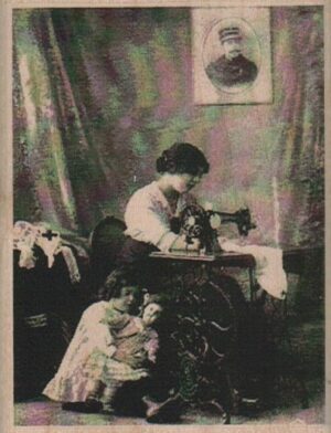 Lady And Child Sewing ATC 2 3/4 x 3 1/2-0