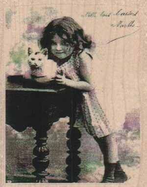 Leaning Girl With Cat Photo/ATC 2 3/4 x 3 1/4-0