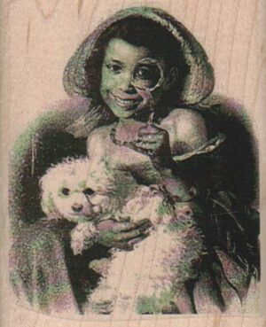 Monocle Girl With Dog Photo/ATC 2 1/2 x 3-0