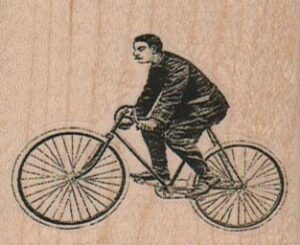 Man Riding Bicycle 2 1/4 x 1 3/4-0