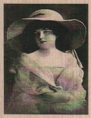 Young Lady In Big Hat Photo 2 1/4 x 2 3/4-0