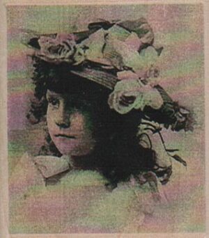 Girl In Flowered Hat Photo 2 1/4 x 2 1/2-0