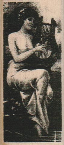 Lady Playing Lyre Photo 1 1/2 x 3 1/4-0