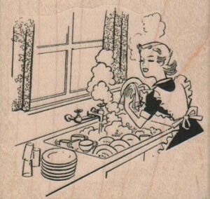 Lady Washing Dishes 2 1/2 x 2 1/4-0