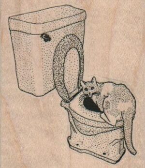 Cat On Toilet 2 1/4 x 2 1/2-0