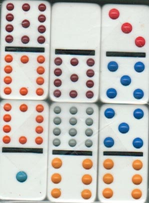 1" x 2" Colored Dominos Game Pieces-pack of 6-0