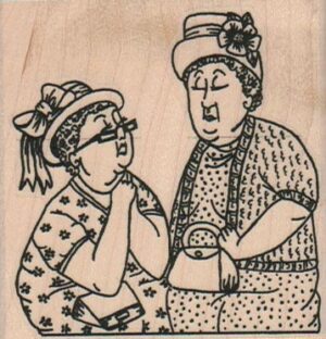 Two Ladies In Hats 2 1/2 x 2 1/2-0