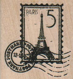 Paris Eiffel Stamp Cancelled 1 3/4 x 1 3/4-0