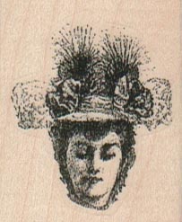 Lady In Feathered Hat 1 1/2 x 1 3/4-0