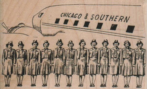 Chicago And Southern Stewardesses 4 1/4 x 2 3/4-0