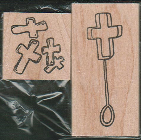 Cowtown Rubber Stamps Set of 2 Crosses 1 1/2 x 3 & 1 1/2 x 1 1/2-0