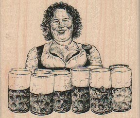 Barmaid With Beer Mugs 3 x 2 1/2-0