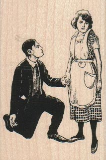 Man Begging Woman 2 1/4 x 3 1/4-0