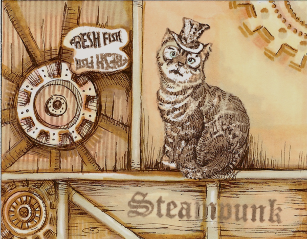Steampunk Cat 2 x 2 1/2-33221