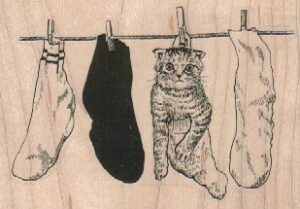 Cat On Clothesline 3 1/4 x 2 1/4-0