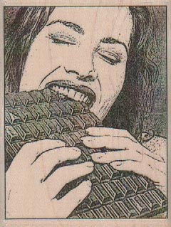 Lady Eating Chocolate Bar 2 1/2 x 3 1/2-0