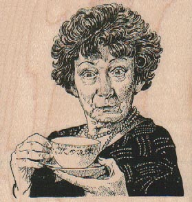 Lady With Cuppa 3 x 3-0
