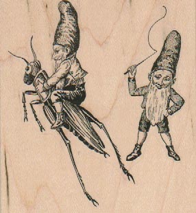 Two Gnomes With Grasshopper 3 x 3 1/4-0