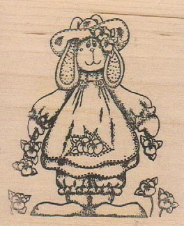 Stamp Affair Mary Helen Gould Bunny Flowers 3 1/4 x 2 3/4-0