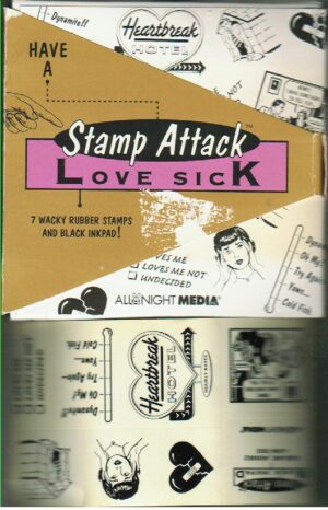 Stamp Attack Love Sick-7 Wacky Foam Stamps and 1 1/2" Black inkpad, Set measures 5x5-0