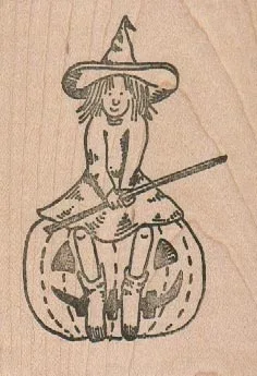 Cowtown Witch on Pumpkin 2 1/2 x 3 1/2-0