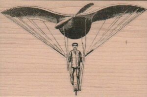 Man In Flying Machine 3 1/2 x 5-0