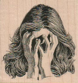 Woman Covering Face With Hands 2 3/4 x 2 3/4-0