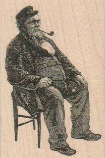 Pipe Smoker On Chair 2 1/4 x 3 1/4-0