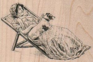 Reclining Lady with Dog 3 1/2 x 2 1/4-0