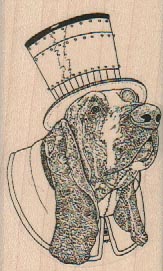Dog Head In Steampunk TopHat 1 3/4 x 2 3/4-0