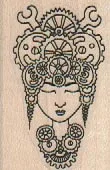 Steampunk Lady Face 1 1/4 x 1 3/4-0