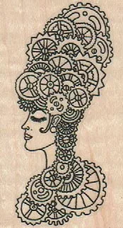 Steampunk Gear Lady 2 x 3 1/4-0