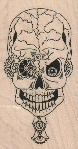Steampunk Skull Face-On 1 3/4 x 3-0