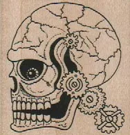 Steampunk Skull Side View 2 x 2-0