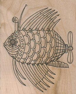Steampunk Spiky Fish 2 3/4 x 3 1/4-0