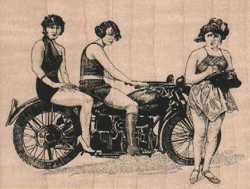 Ladies By Motorcycle 3 3/4 x 2 3/4-0