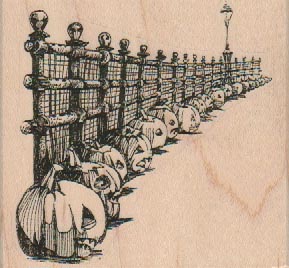 Jack o' Lanterns Along Fence 3 x 2 3/4-0