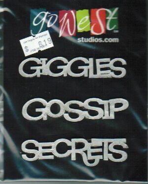 Go West Studios Metal Word Embellishment-Giggles, Gossip, Secrets-0