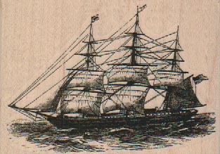 Triple Mast Sailing Ship 3 1/4 x 2 1/4-0