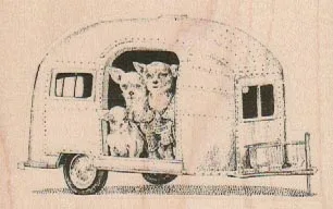 Dog Family in Trailer 3 1/4 x 2-0