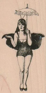 Winged Girl Under Umbrella 2 x 3 3/4-0