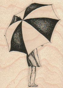 Girl With Umbrella facing away 2 1/4 x 3-0